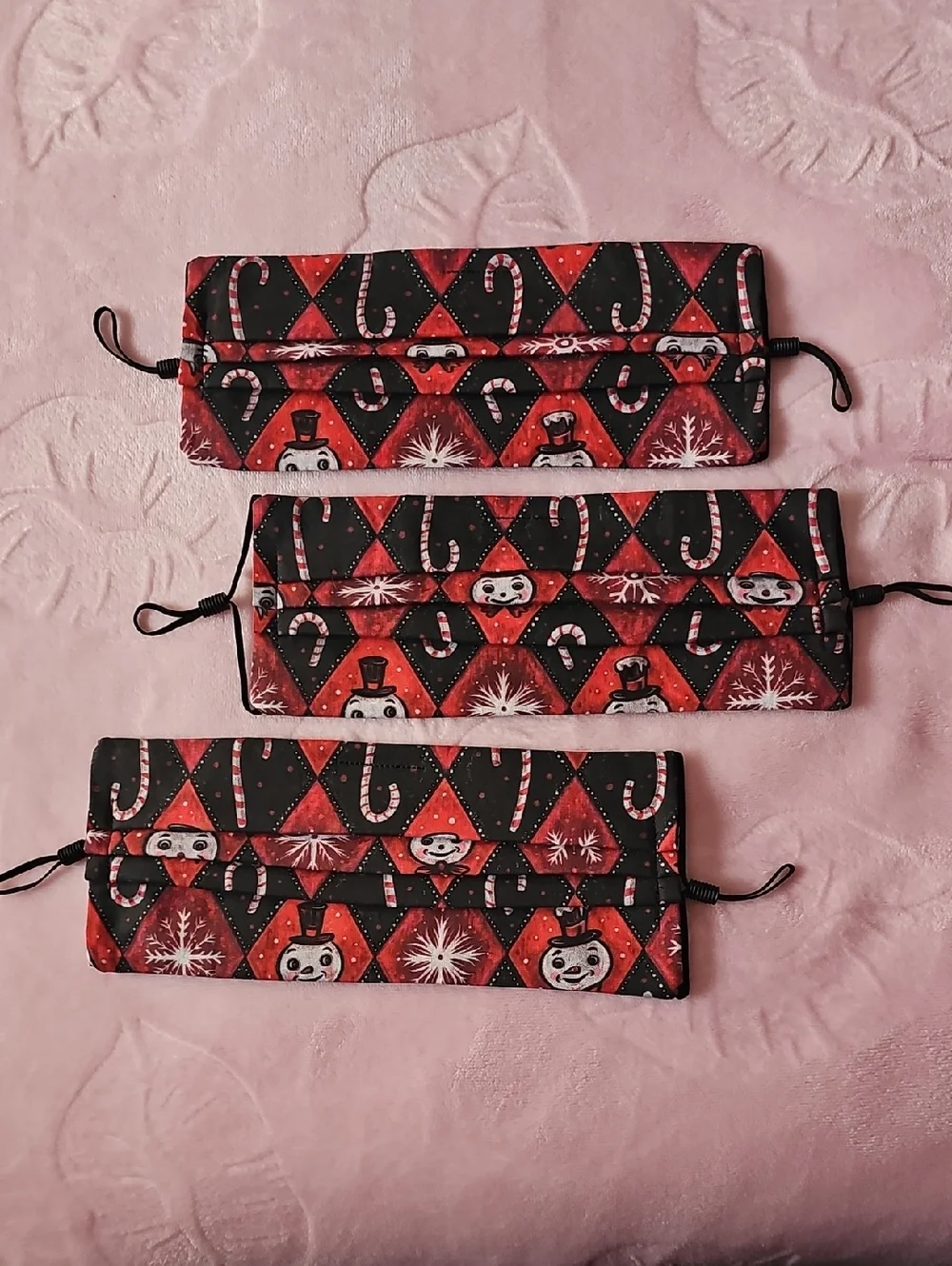 Festive Snowman Candy Cane Face Mask Set Of 3 - Johanna Parker